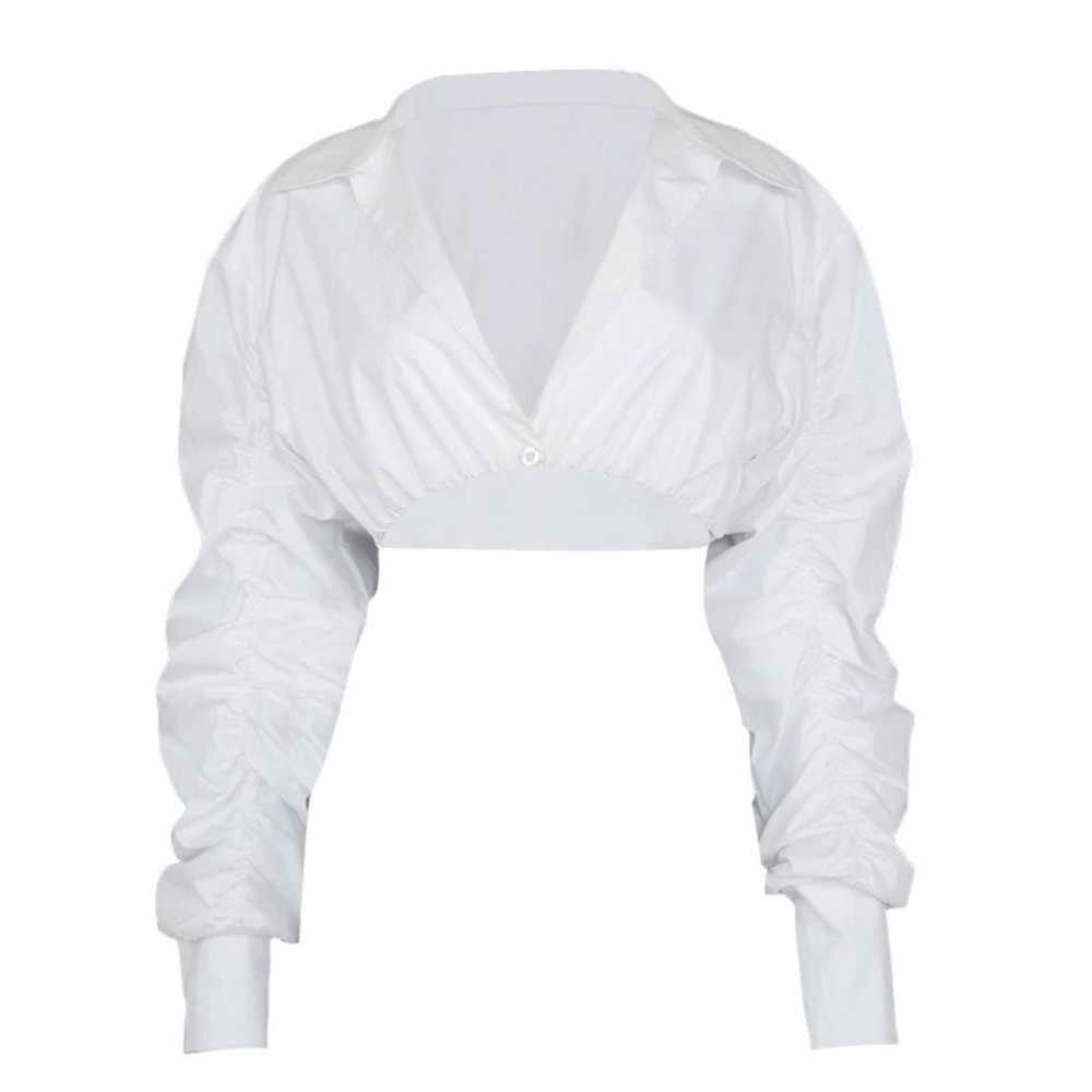 WHITE LONG SLEEVED CROP TOP